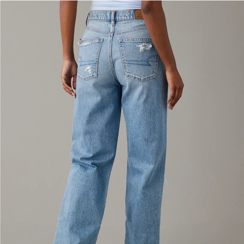 american eagle strigid ripped highest waist baggy straight jeans - Picture 2 of 12